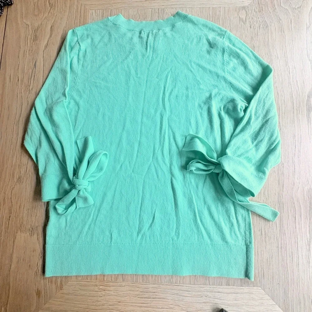$120 HALOGEN Mint Green Crewneck Sweater LARGE Viscose Cashmere‎ Blend Coquette
